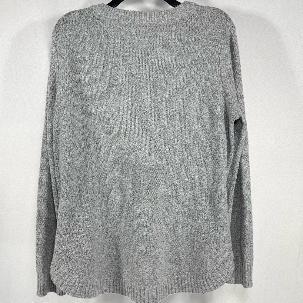 Marled Popcorn Knit Pink Clover Gray Crew Neck Pullover Sweater XL Extra Large - Picture 3 of 10